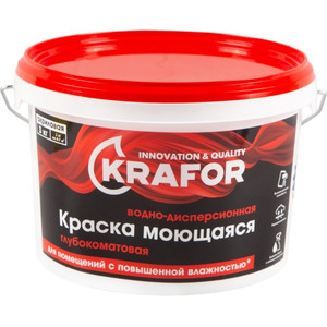 Краска ВД Krafor интер.глубокоматовая моющаяся 14 кг крас